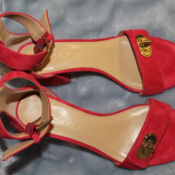 Talbots Red Suede Sandal Heels - Picture 3 of 6